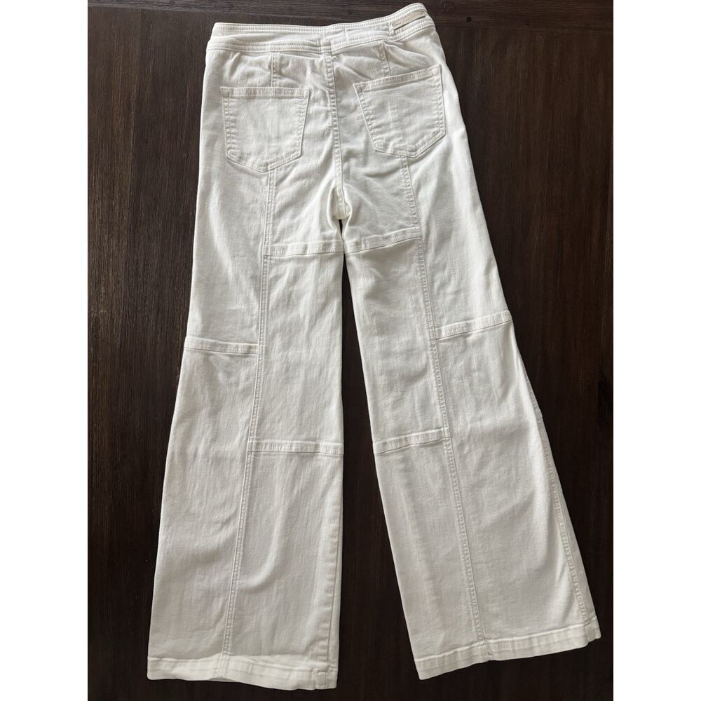 Pilcro Wide-Leg Jeans Women’s 25 White Stretch Ultra High-Rise Shirt Patchwork - Picture 2 of 13